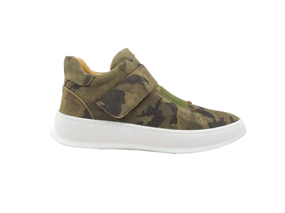 Camouflage Print Suede Sneakers