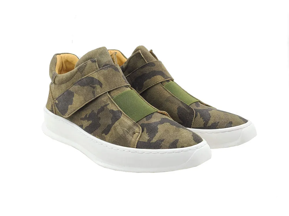 Camouflage Print Suede Sneakers