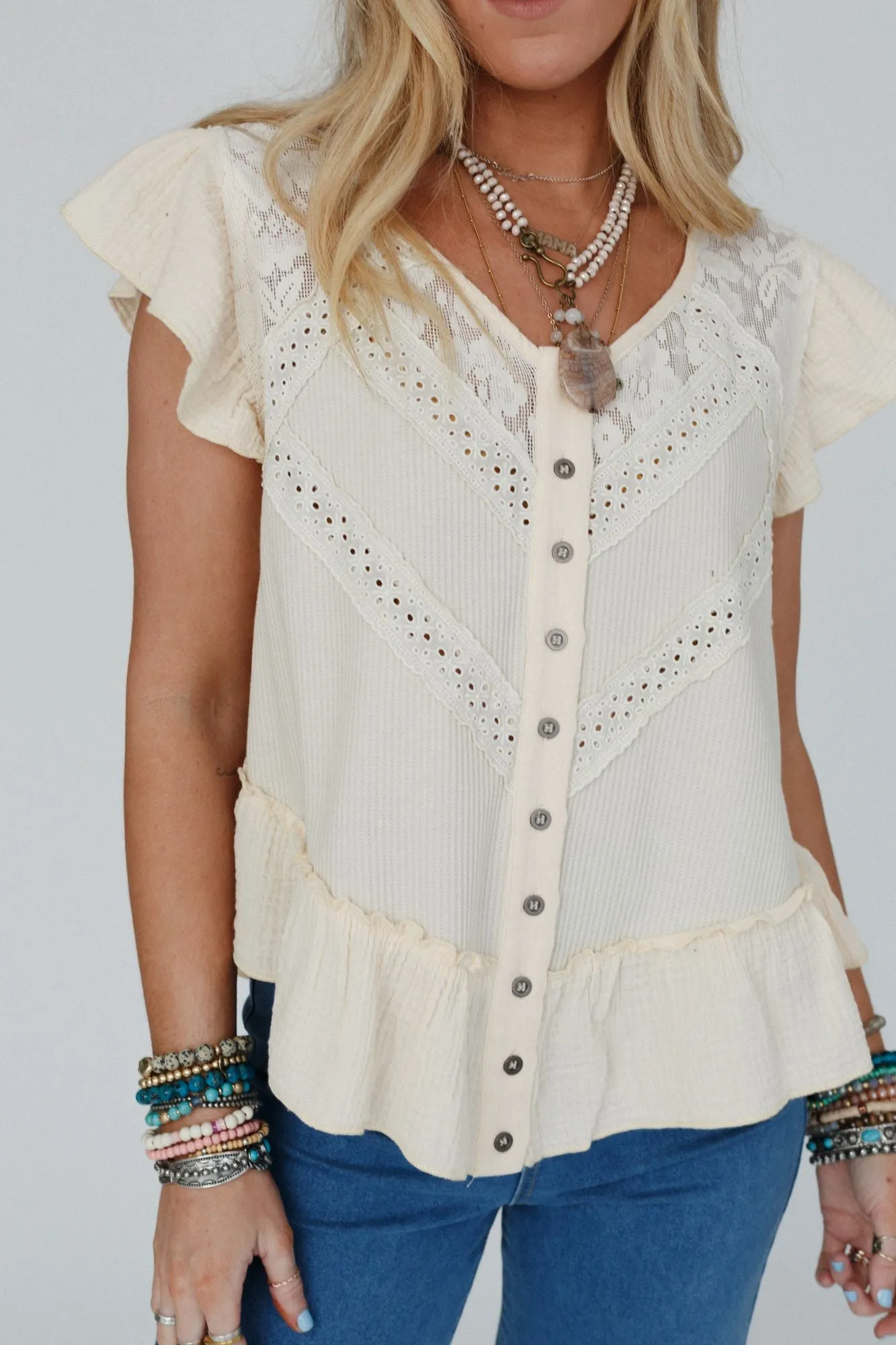 Cascading Ruffles Blouse - Ivory