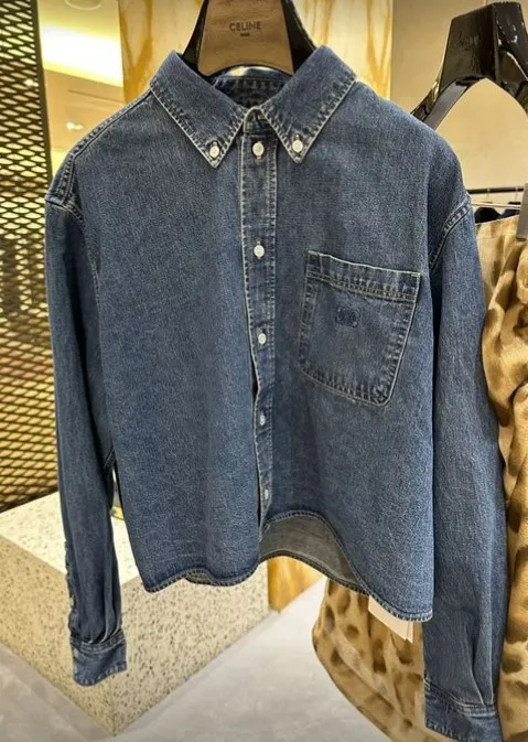 CELINE | Union Ocean Wash Denim Cropped Shirt