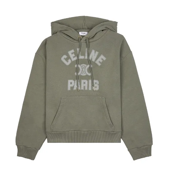 Celine khaki unisex street style long sleeves plain cotton shirt