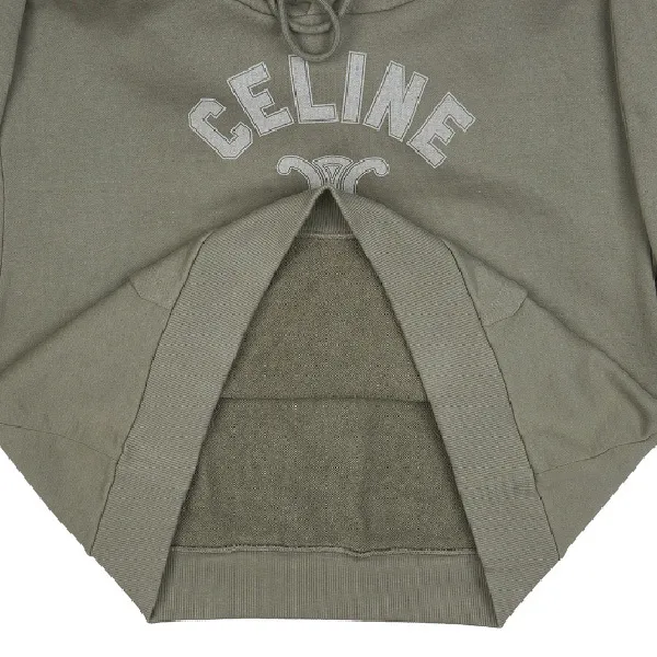 Celine khaki unisex street style long sleeves plain cotton shirt