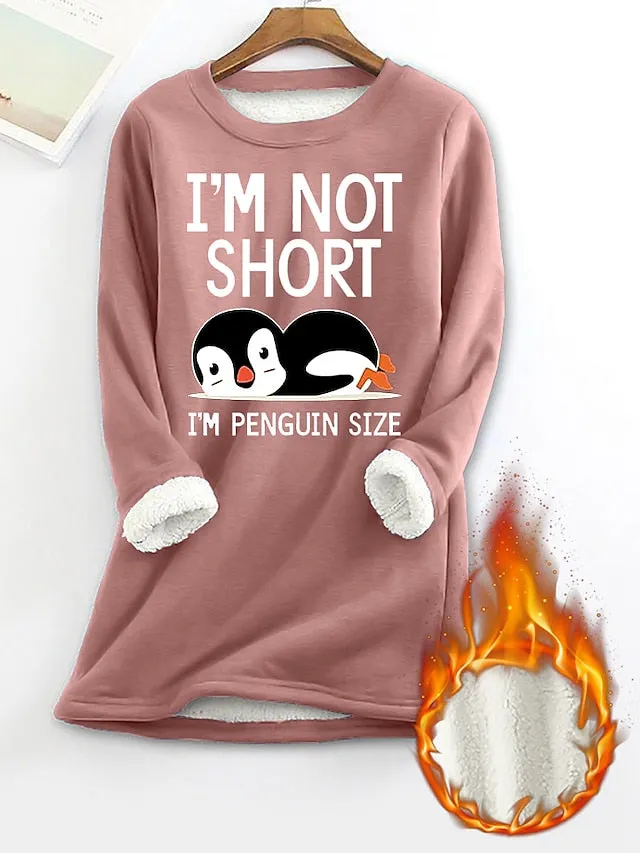 Cozy Thermal Shirt Penguin Design Women Stylish Comfort Fall Winter