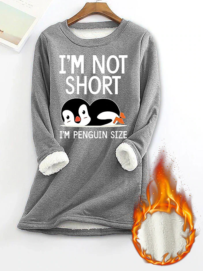 Cozy Thermal Shirt Penguin Design Women Stylish Comfort Fall Winter