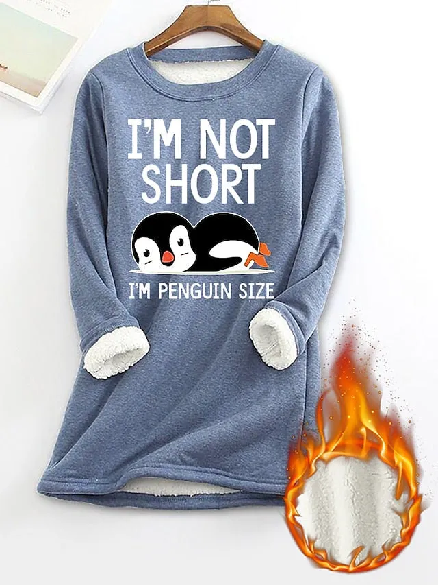 Cozy Thermal Shirt Penguin Design Women Stylish Comfort Fall Winter