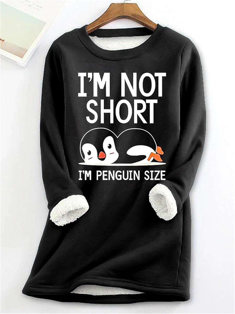 Cozy Thermal Shirt Penguin Design Women Stylish Comfort Fall Winter