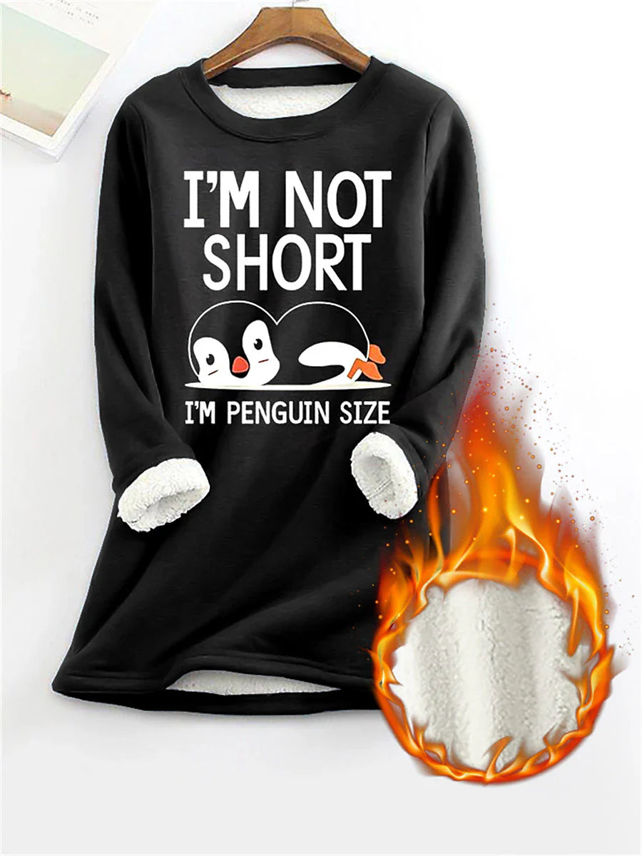 Cozy Thermal Shirt Penguin Design Women Stylish Comfort Fall Winter