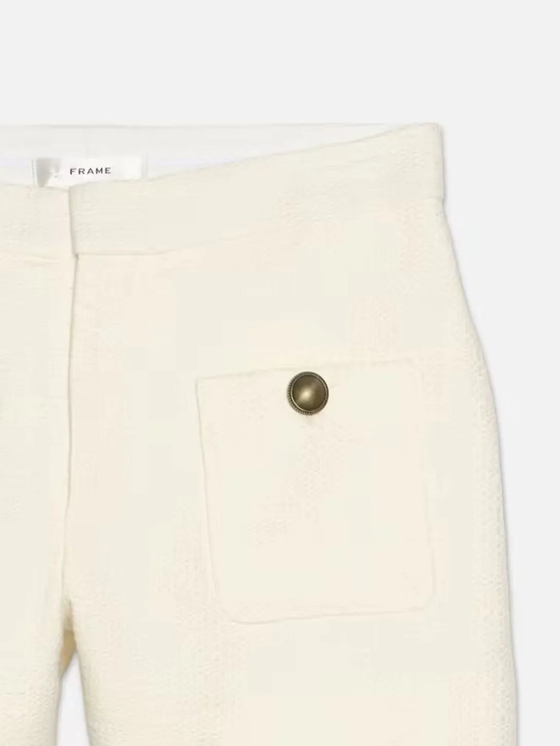 Cream Trouser Short with Patch Pocket