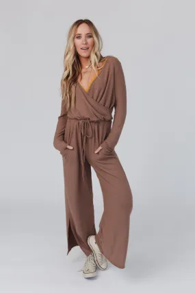 Cross Front Jumpsuit - Mushroom