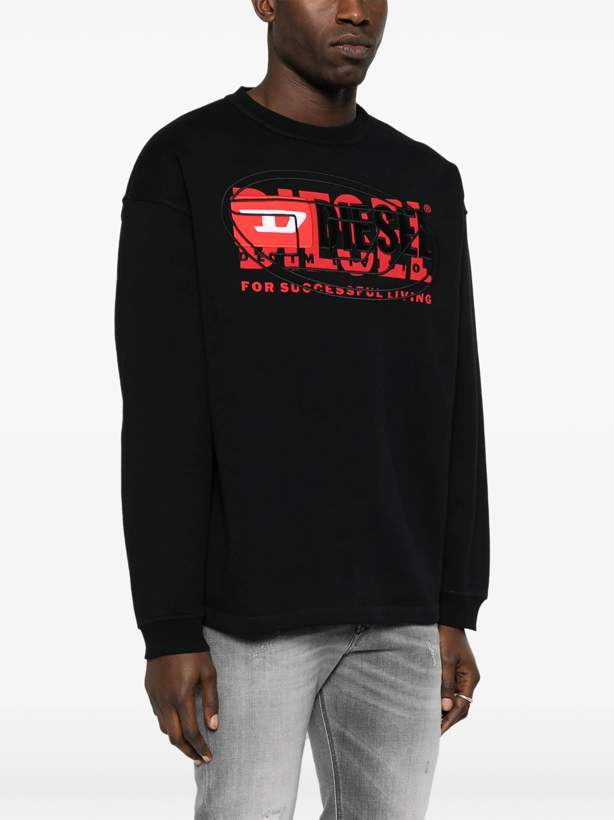 Diesel Men's Black/Red Sweatshirt S-Baxt-N1 A121500