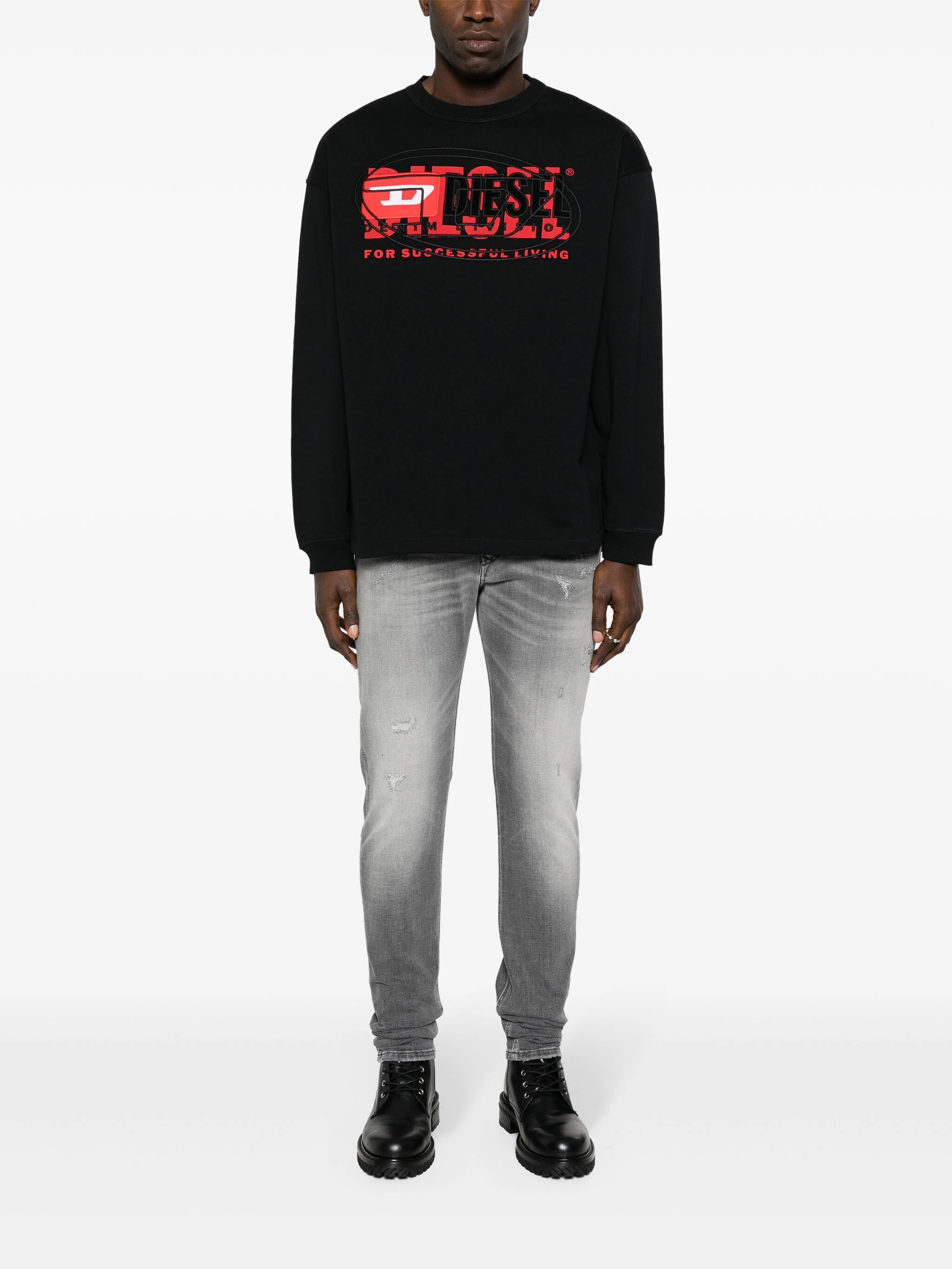 Diesel Men's Black/Red Sweatshirt S-Baxt-N1 A121500