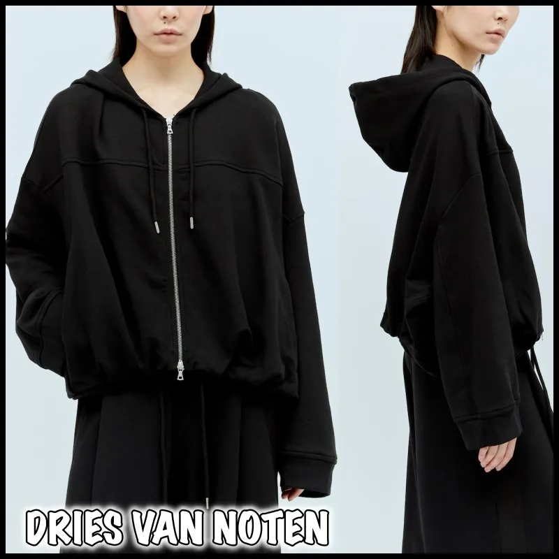 Dries Van Noten Long Sleeves Cotton Logo Hoodies & Sweatshirts - Street Style