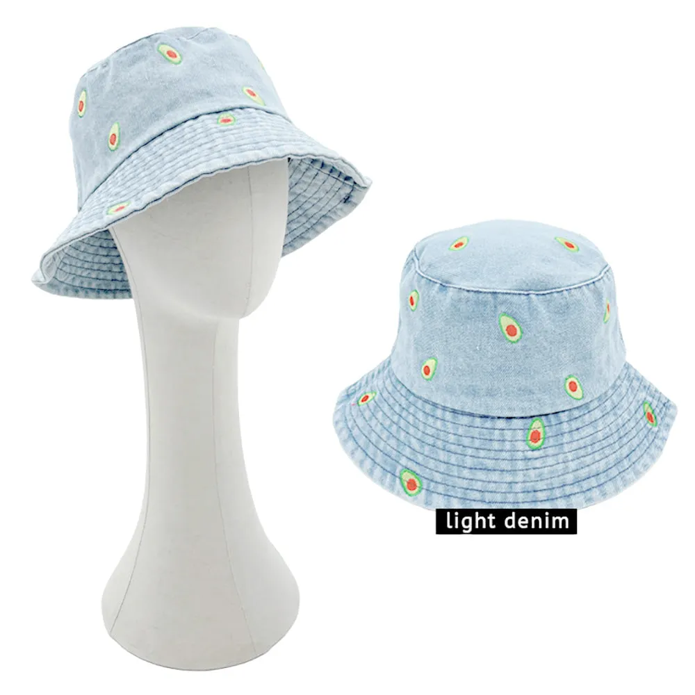 Embroidered Pineapple Bucket Hat Light Denim - iLLASPARKZ