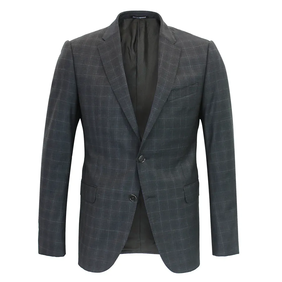 Emporio Armani M-Line 2 Piece Charcoal Woven Check Suit for Men