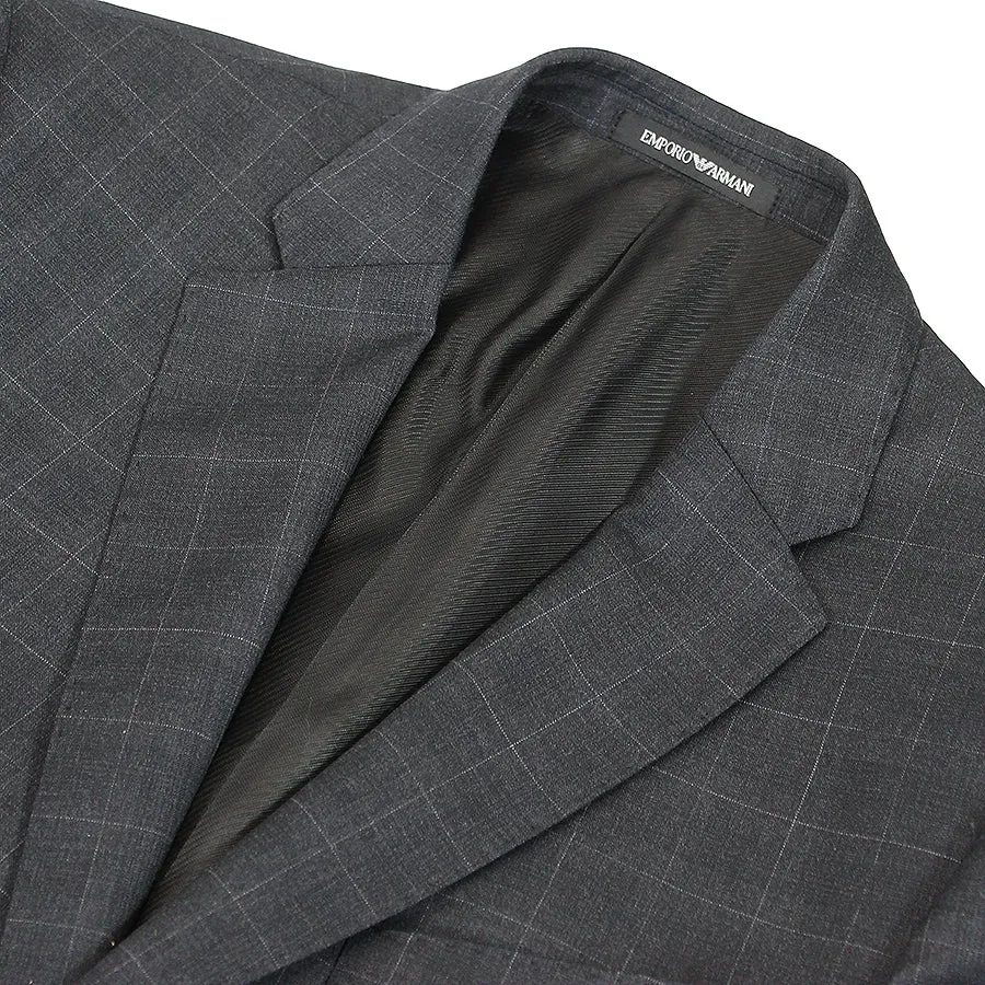 Emporio Armani M-Line 2 Piece Charcoal Woven Check Suit for Men