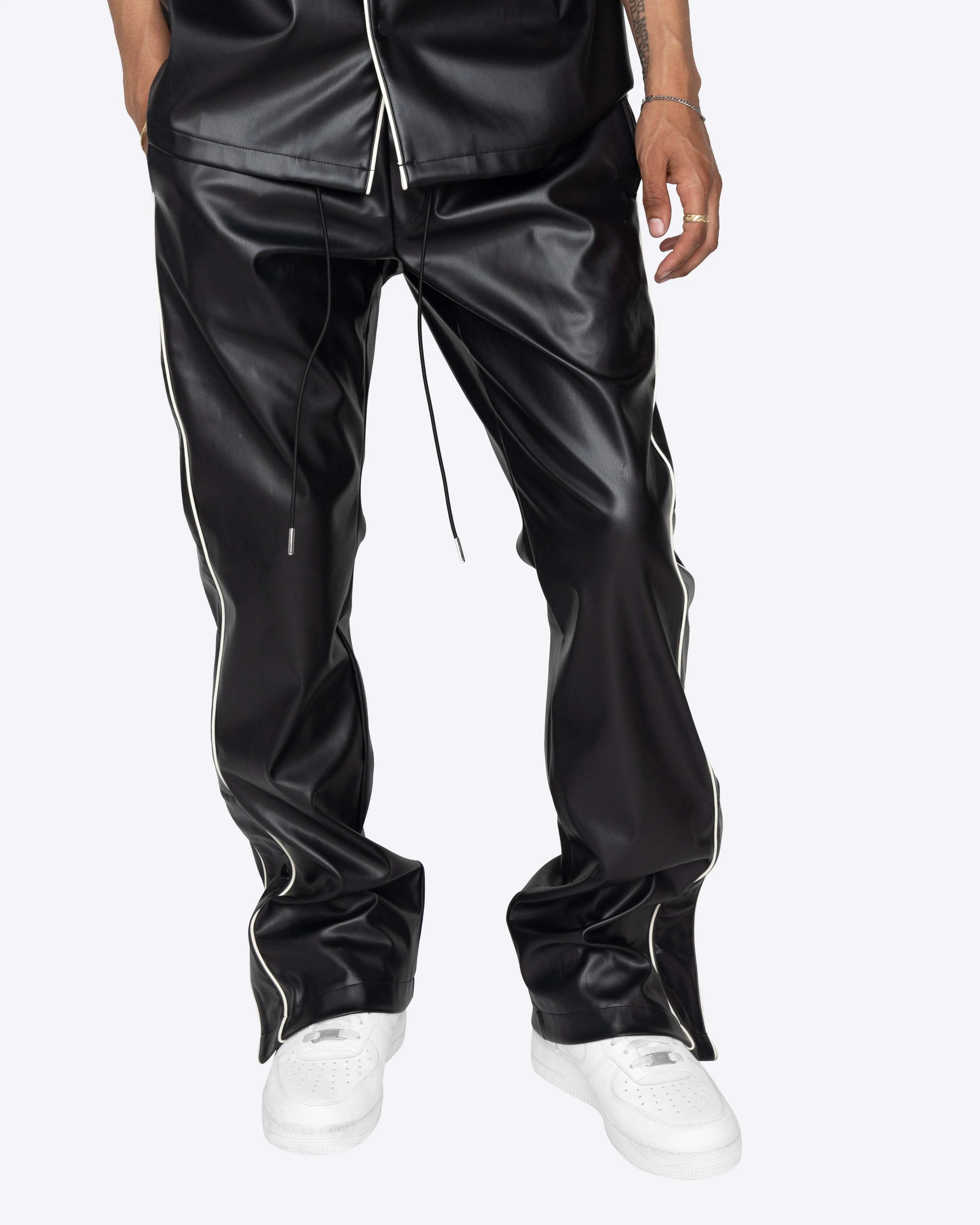 EPTM Black PU Downtown Track Pants