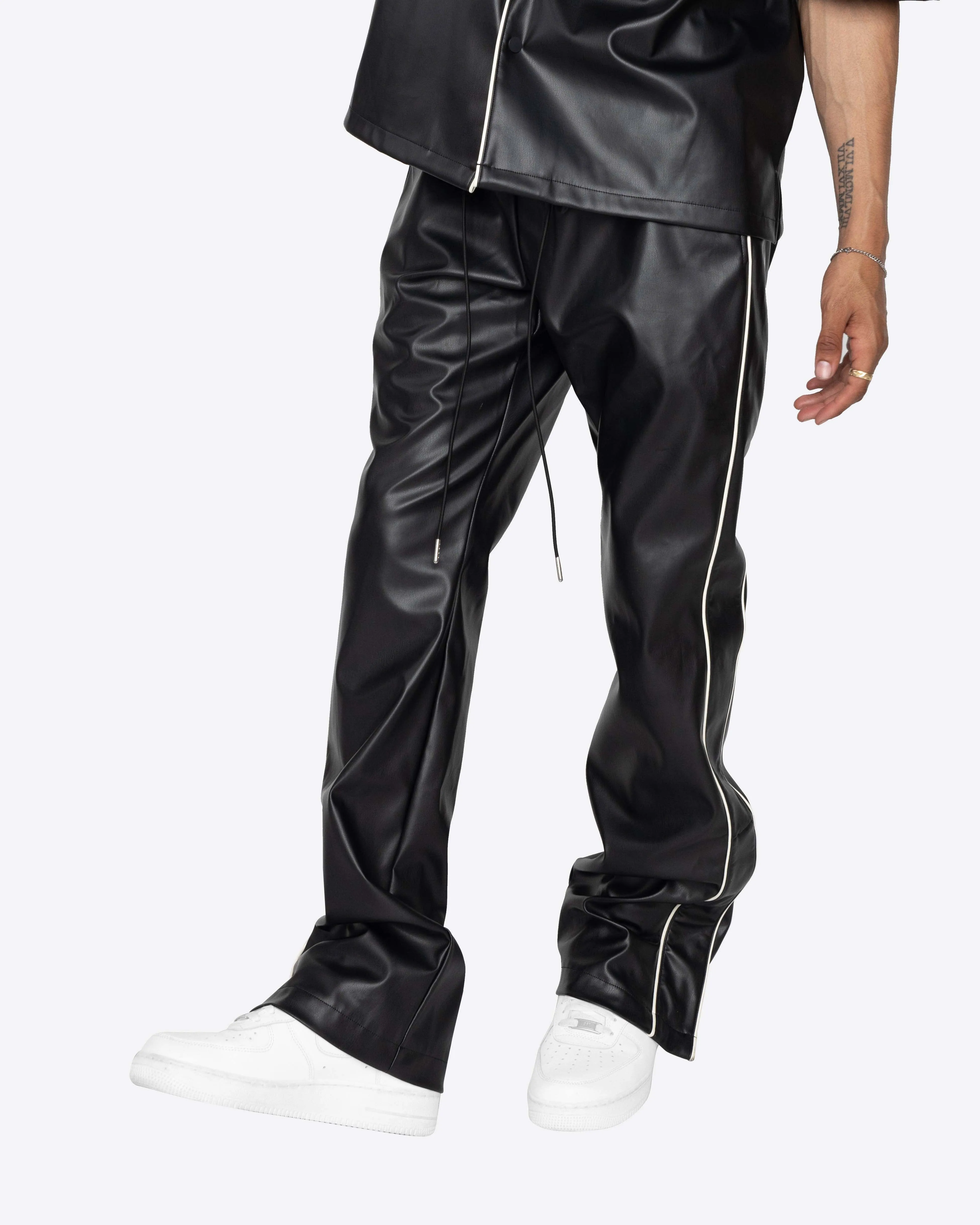 EPTM Black PU Downtown Track Pants