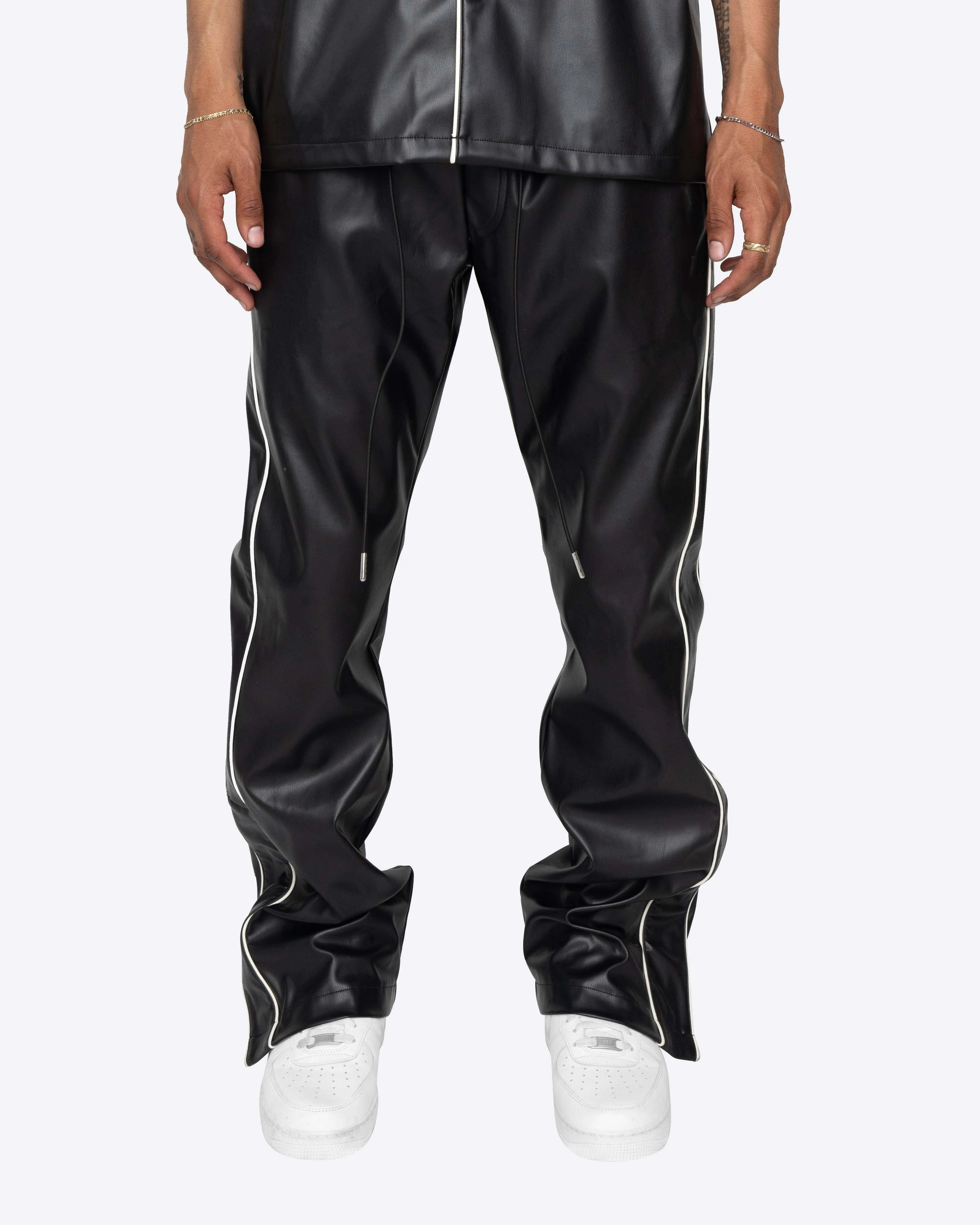 EPTM Black PU Downtown Track Pants