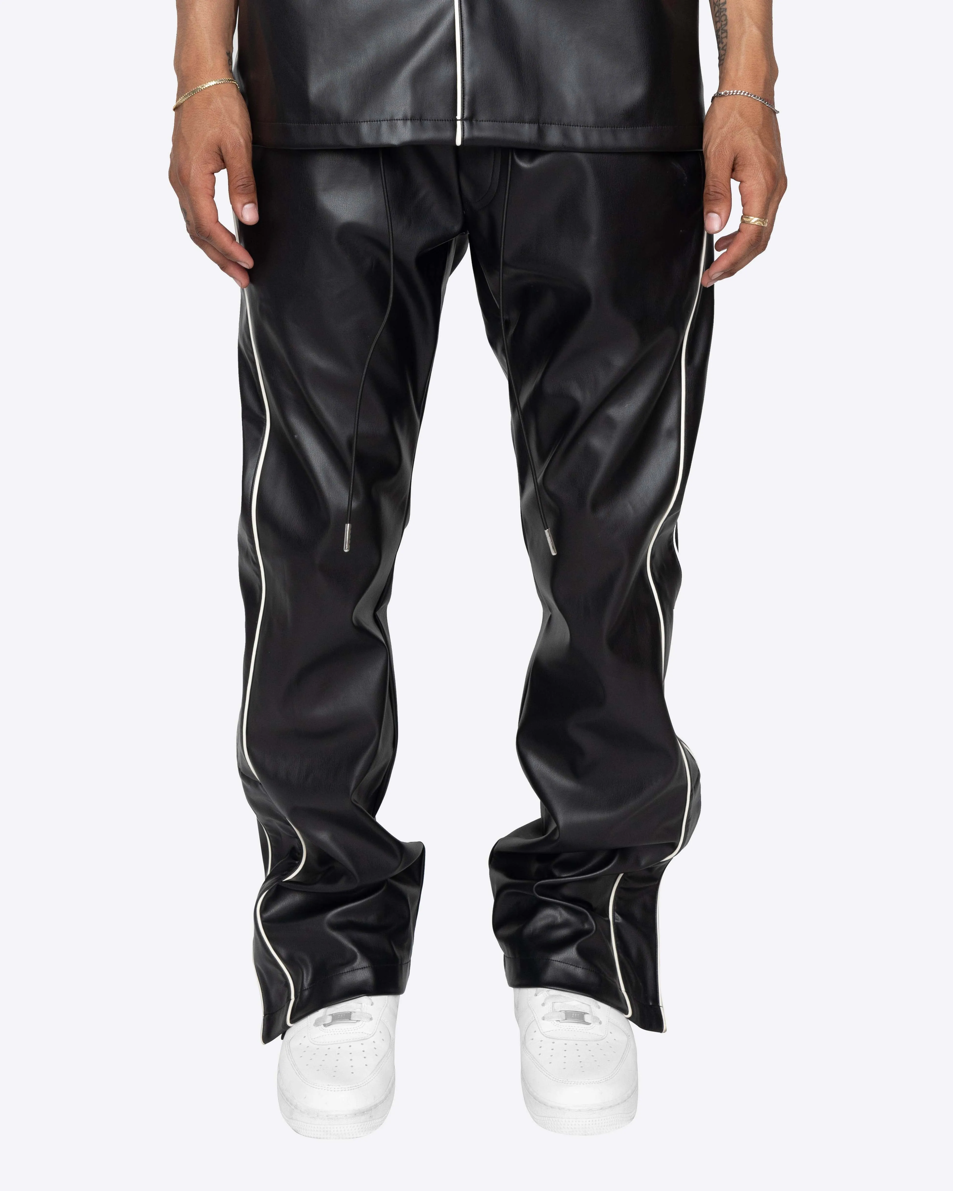 EPTM Black PU Downtown Track Pants