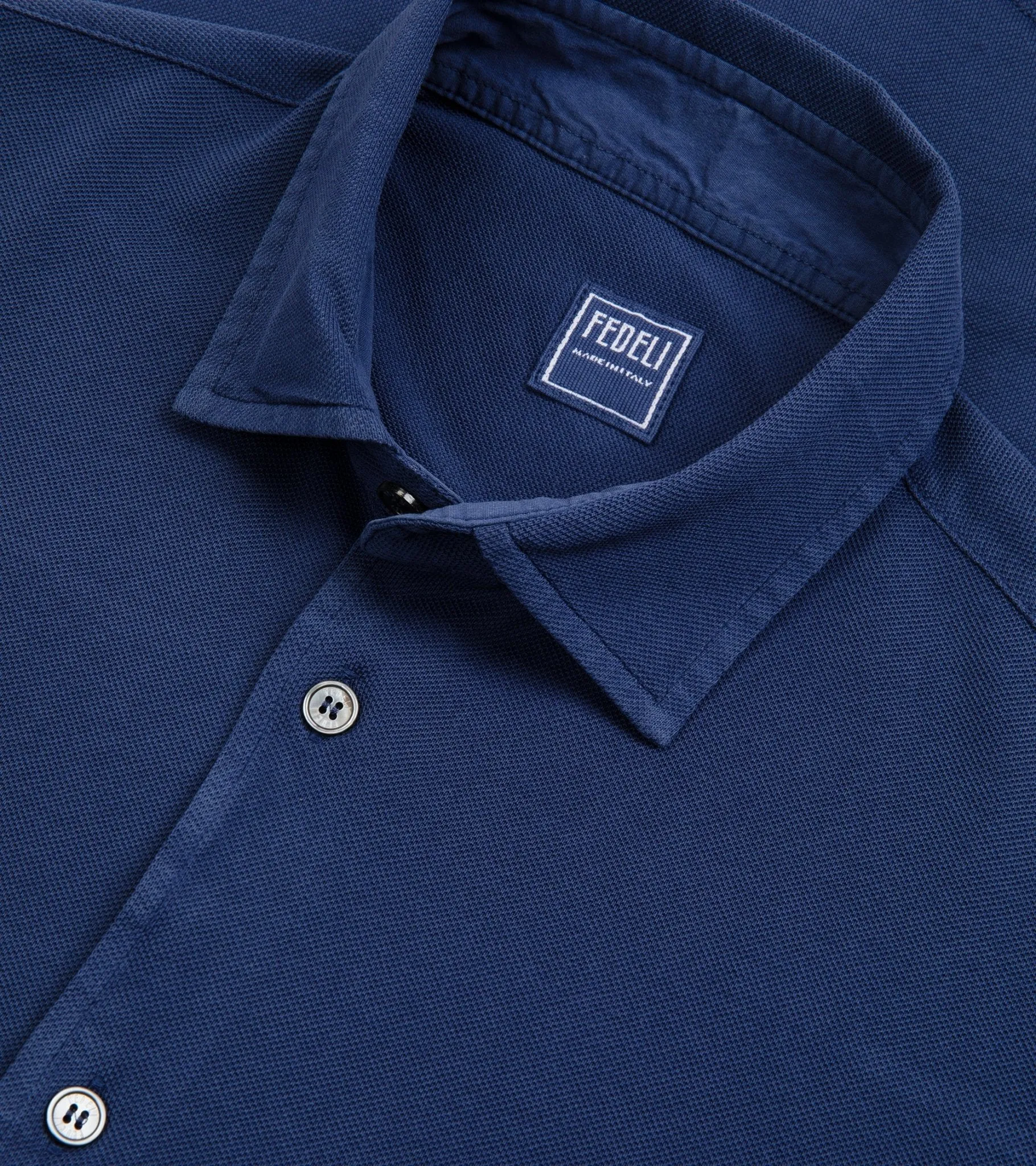 Fedeli Blue Light Cotton Pique Shirt