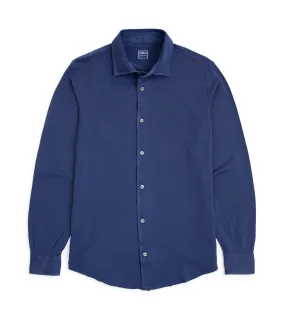 Fedeli Blue Light Cotton Pique Shirt