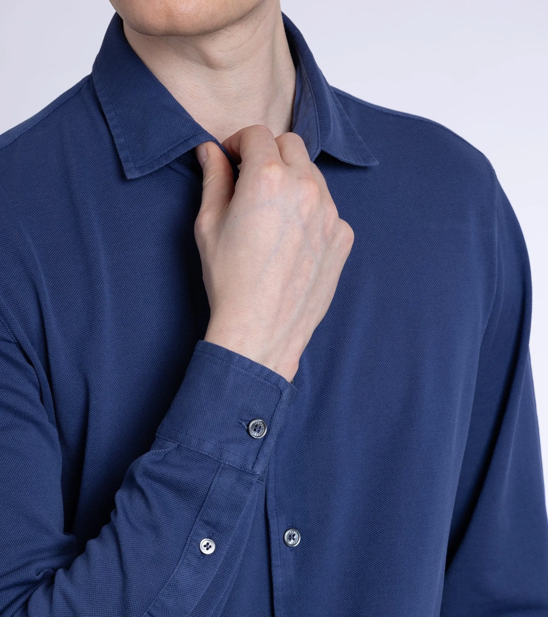 Fedeli Blue Light Cotton Pique Shirt