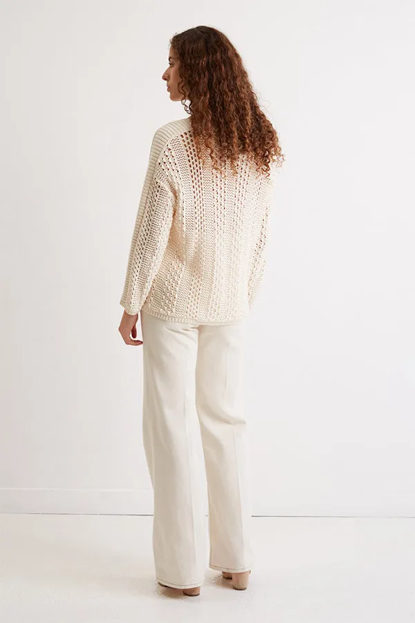 Gerard Darel LAURINA OPENWORK CROCHET SWEATER