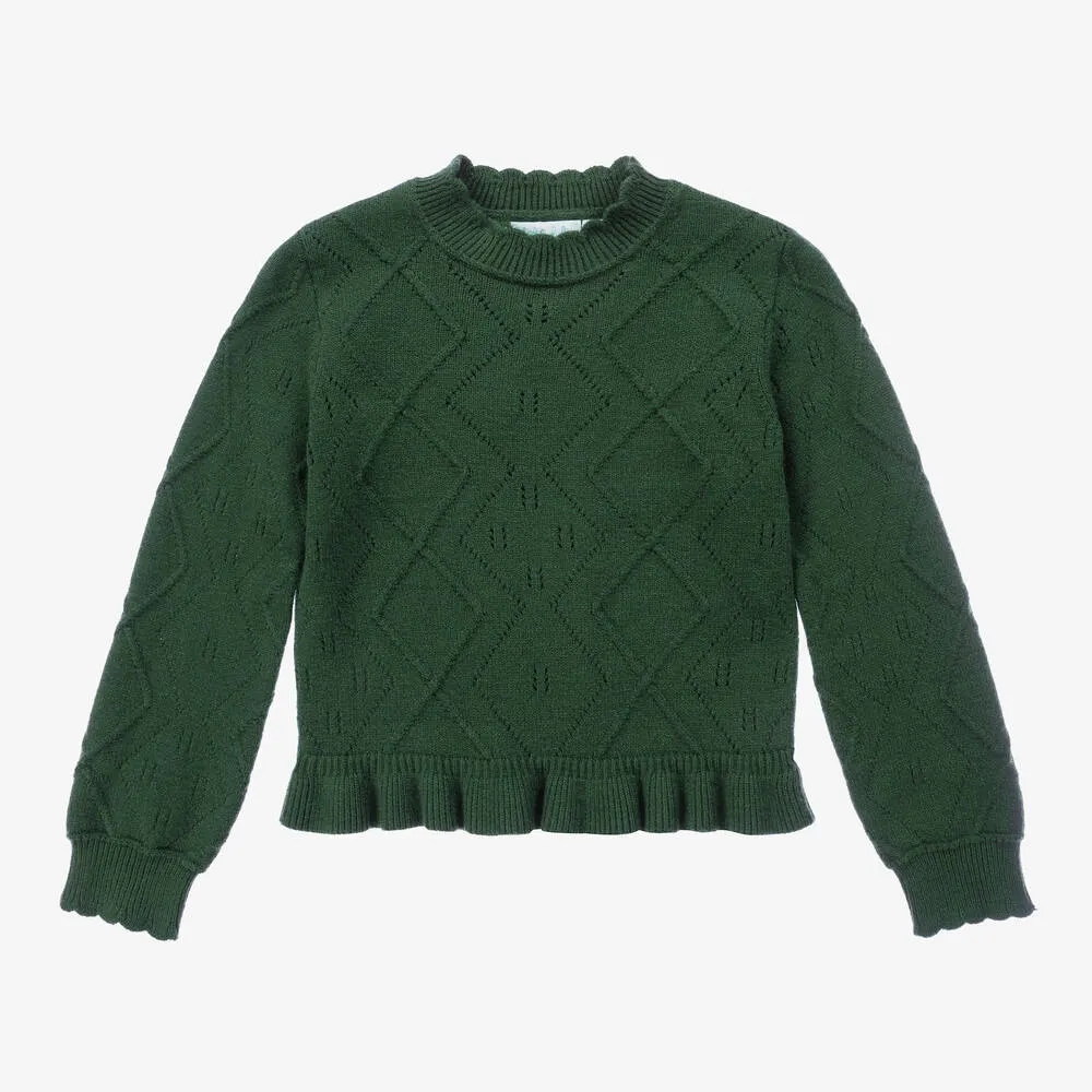 Girls Green Knitted Sweater