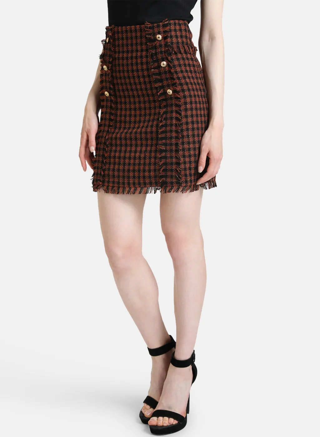 Google SEO: Jacquard Mini Skirt Button Detail