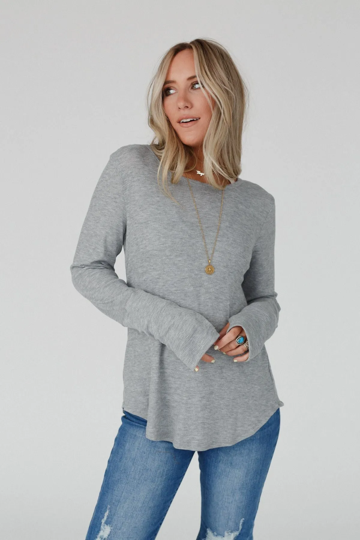 Gray Long Sleeve Top - Jacqueline