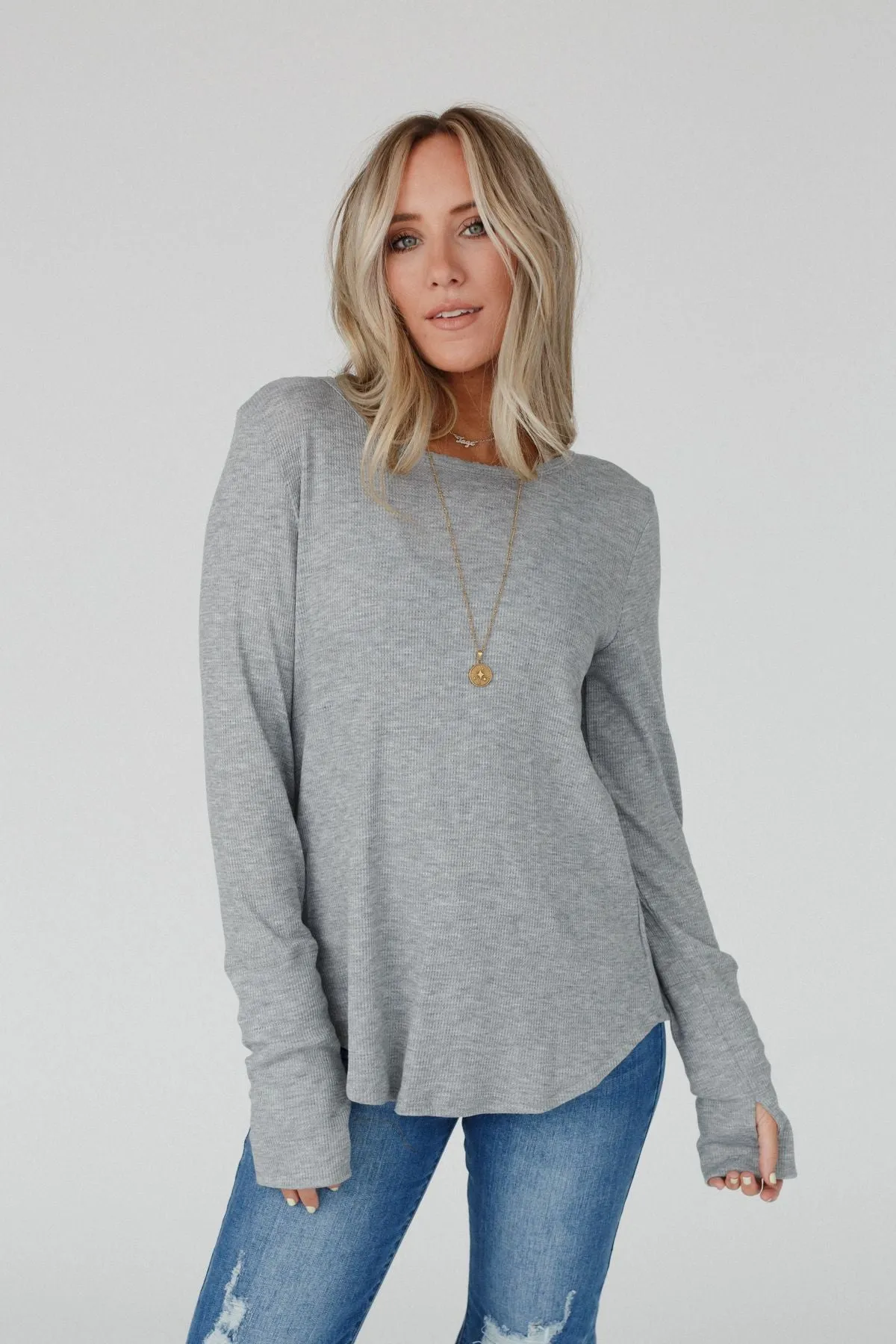 Gray Long Sleeve Top - Jacqueline