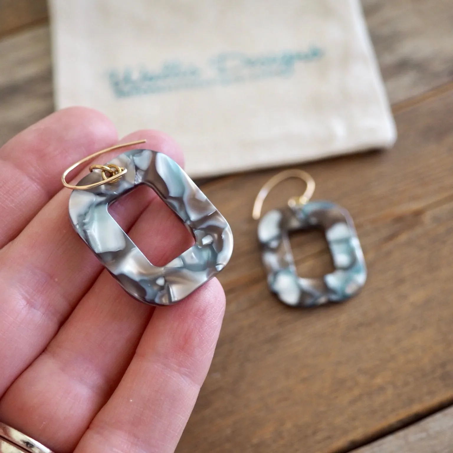 Gray Taupe Geometric Earrings