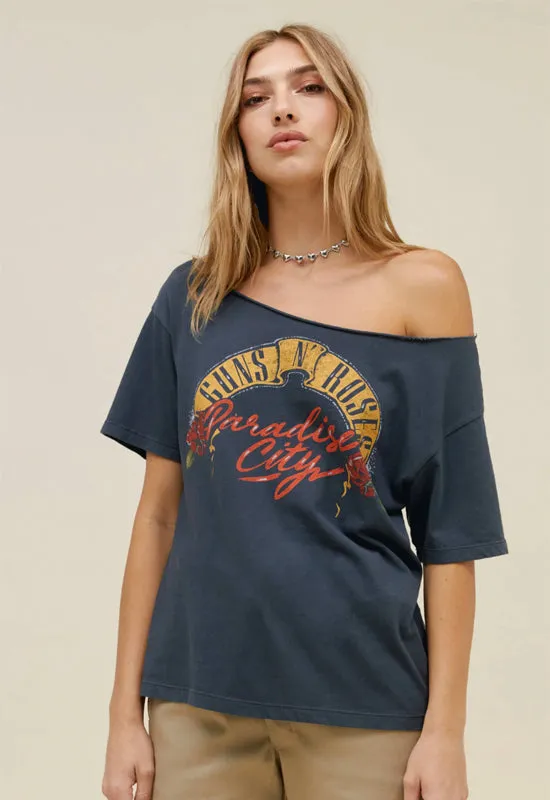 Guns N Roses Paradise Off-Shoulder Top Vintage Black - Daydreamer