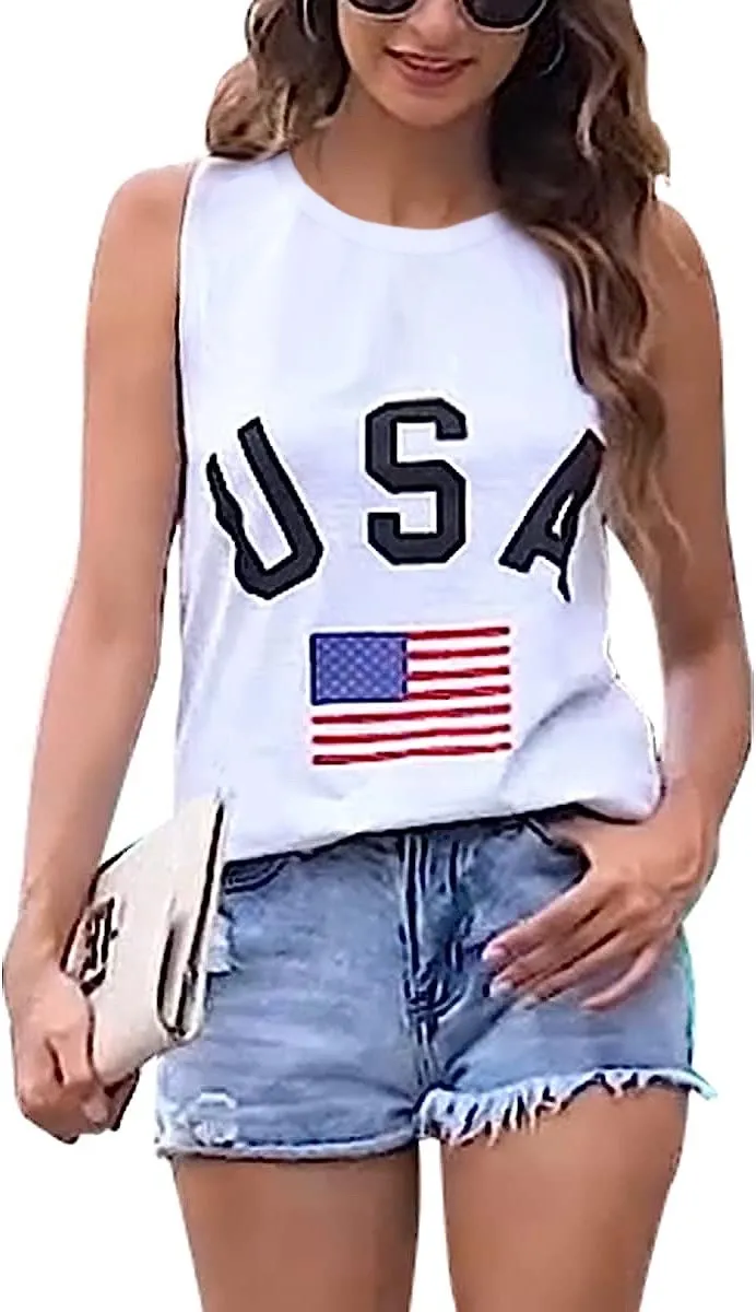 Haute Edition Women's USA American Flag 4th of July Loose Fit Tops Plus Size