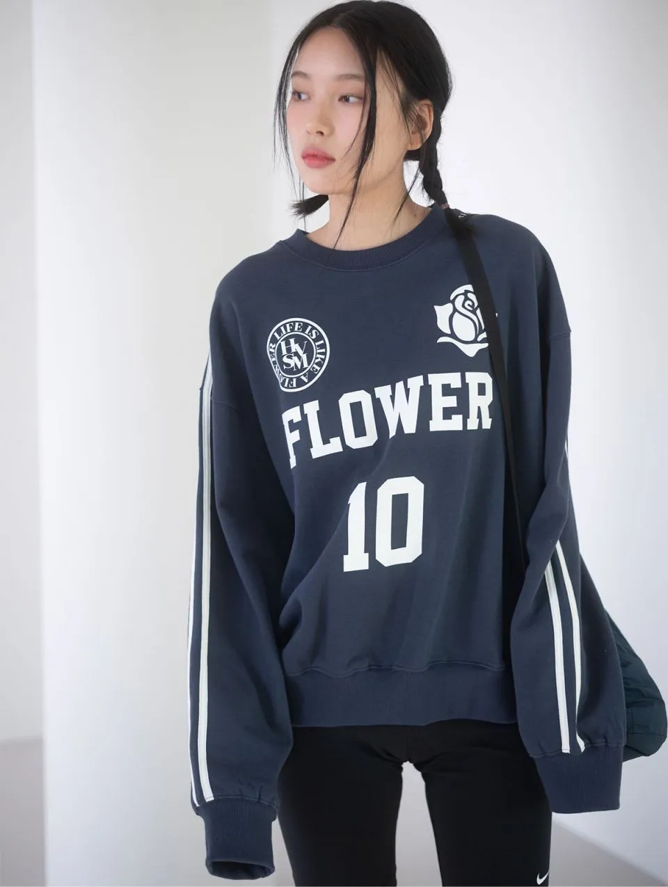 HAVISM Flower Patterns Long Sleeves Logo - Street Style