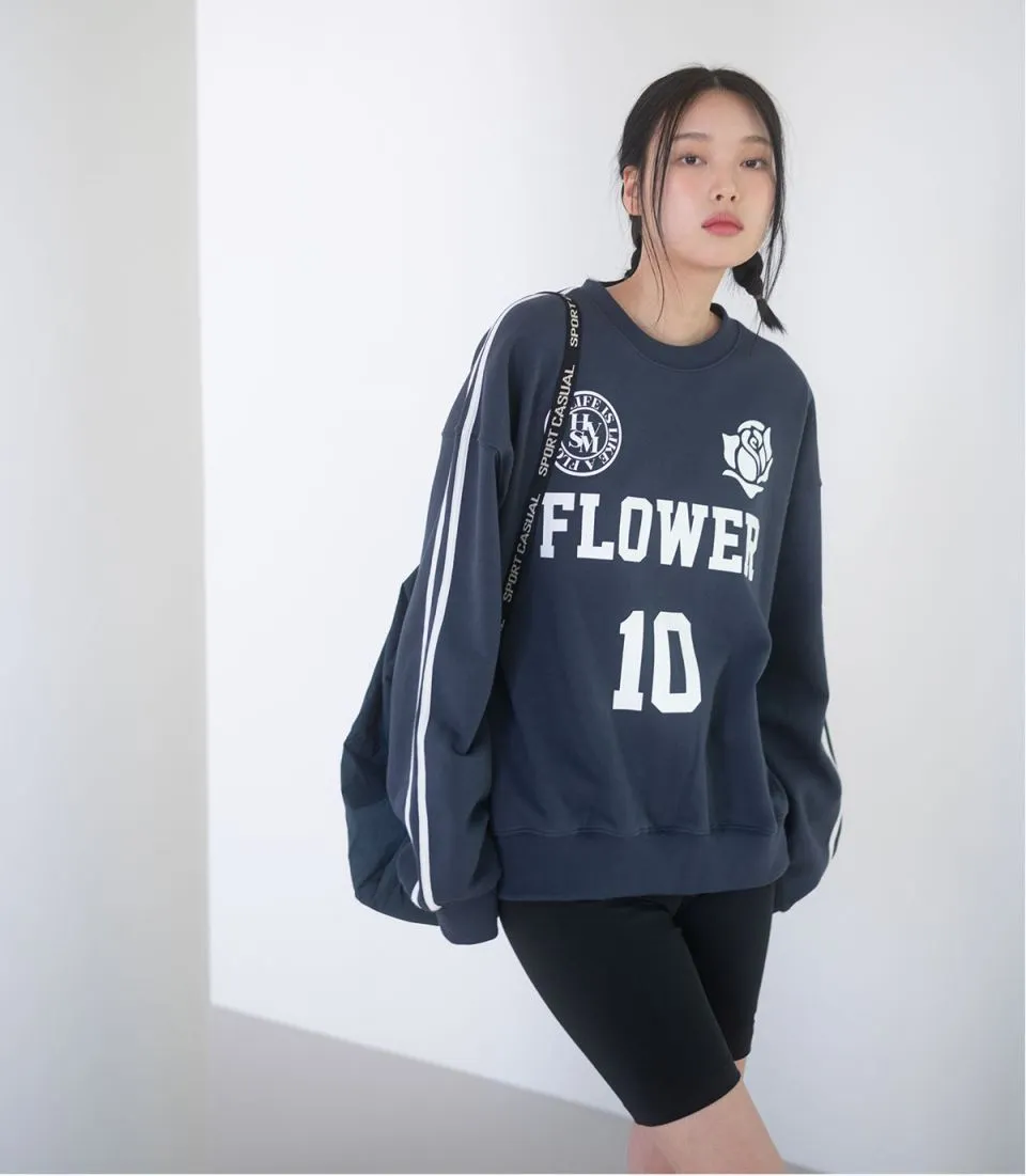 HAVISM Flower Patterns Long Sleeves Logo - Street Style