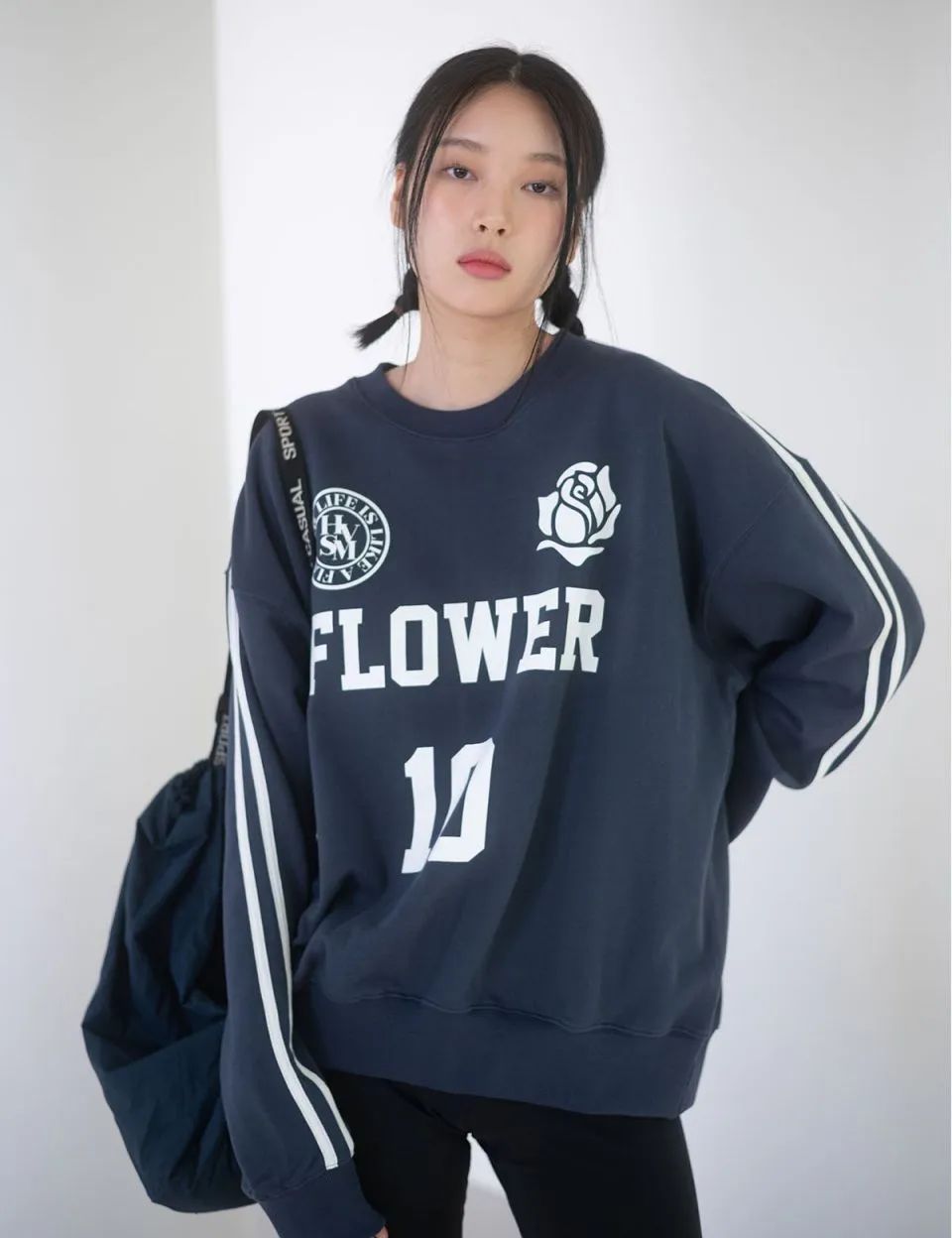 HAVISM Flower Patterns Long Sleeves Logo - Street Style