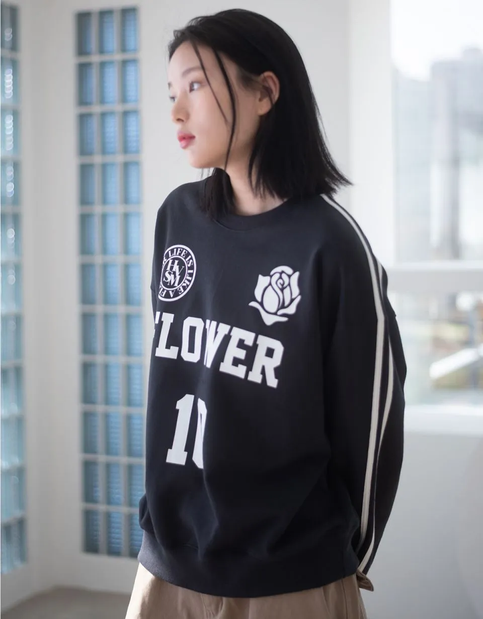 HAVISM Flower Patterns Long Sleeves Logo - Street Style