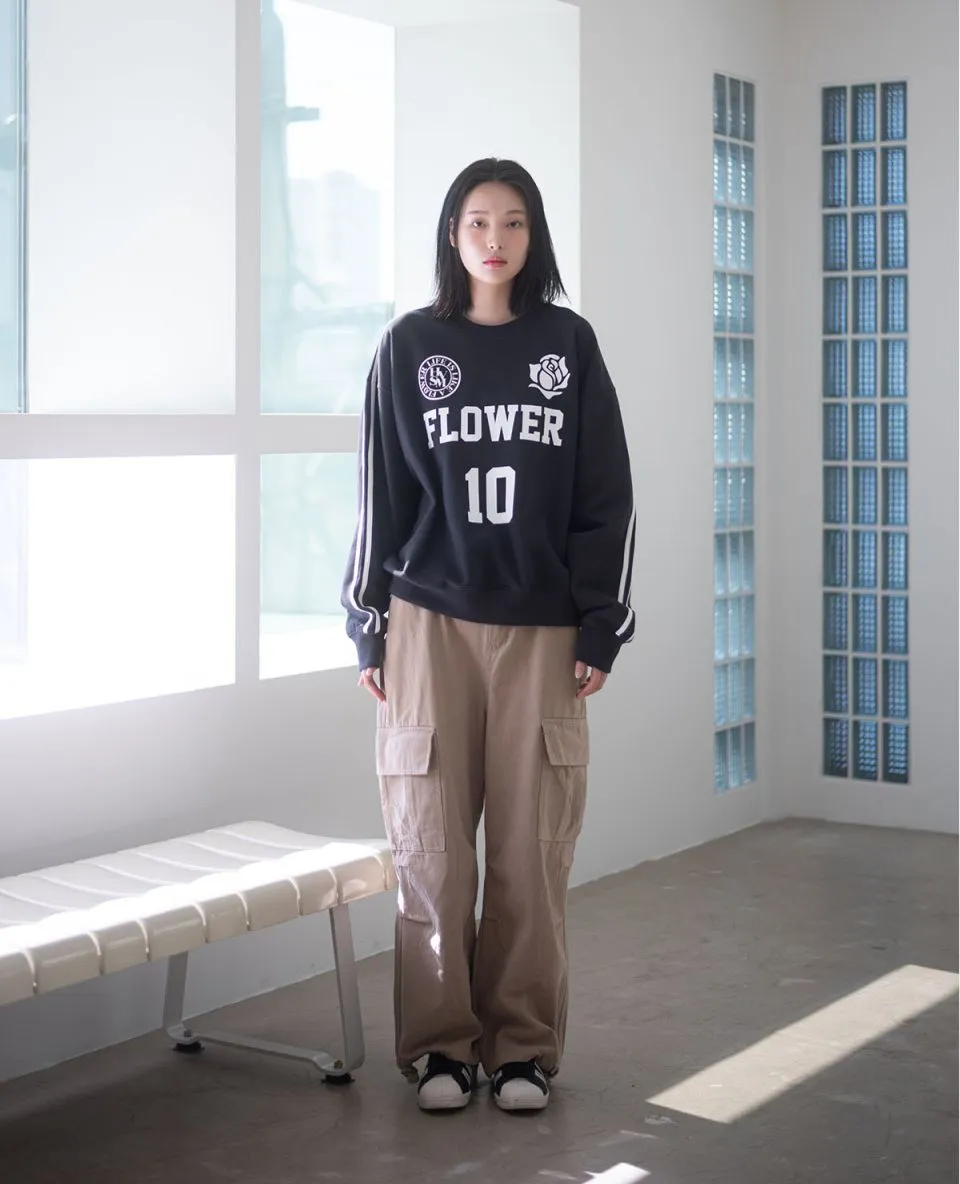 HAVISM Flower Patterns Long Sleeves Logo - Street Style