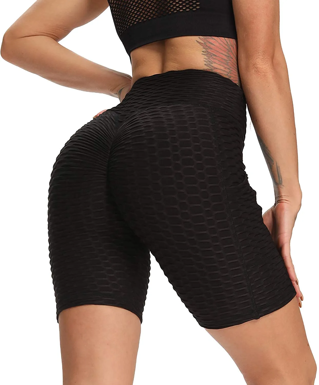 High Fashion Women's Booty Enhancing Solid Color Biker Short with Pockets.