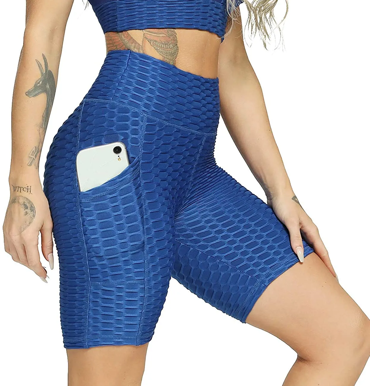 High Fashion Women's Booty Enhancing Solid Color Biker Short with Pockets.