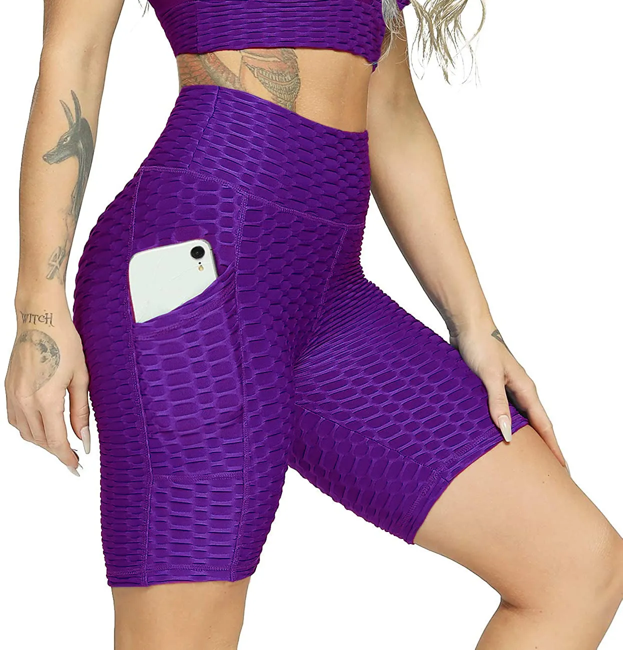 High Fashion Women's Booty Enhancing Solid Color Biker Short with Pockets.