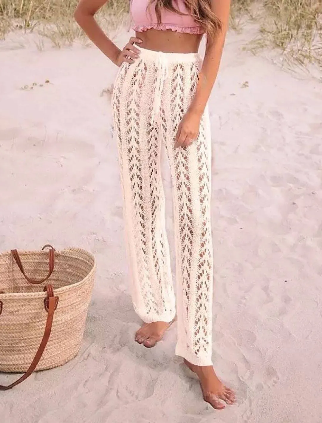 High Waist Crochet Beach Pants