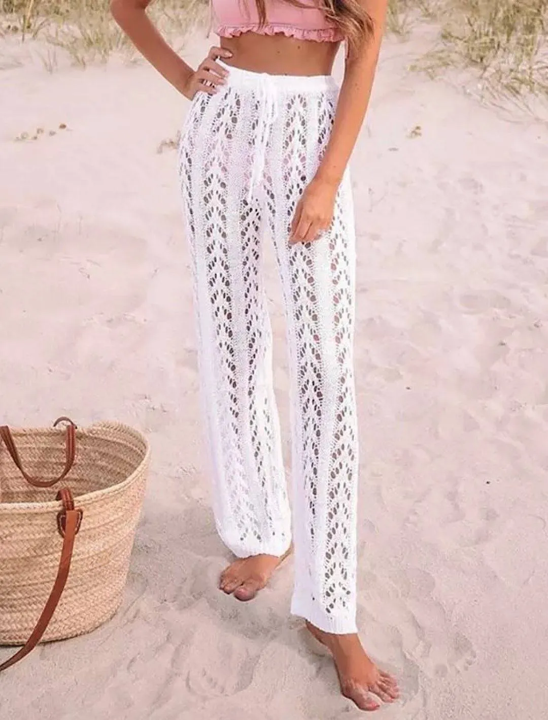 High Waist Crochet Beach Pants