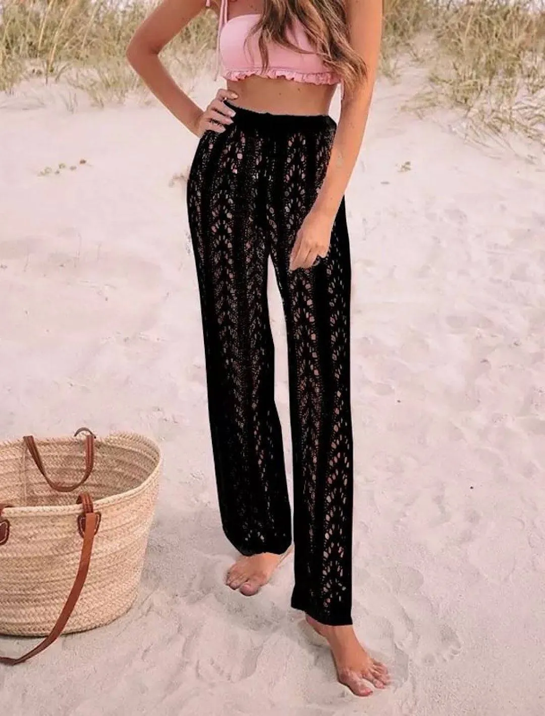 High Waist Crochet Beach Pants