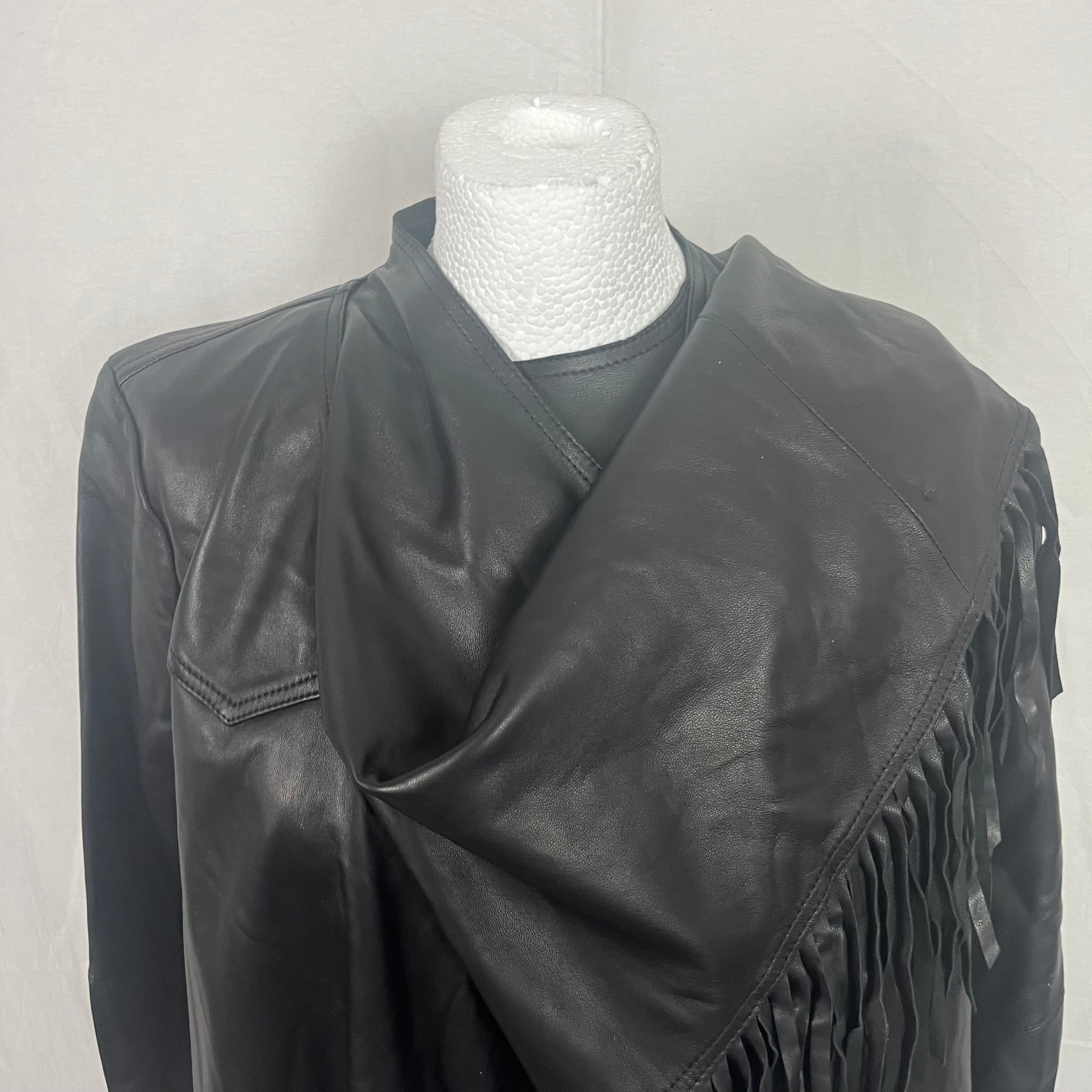 Isabel Marant Black Lambskin Fringe Scarf Jacket XS