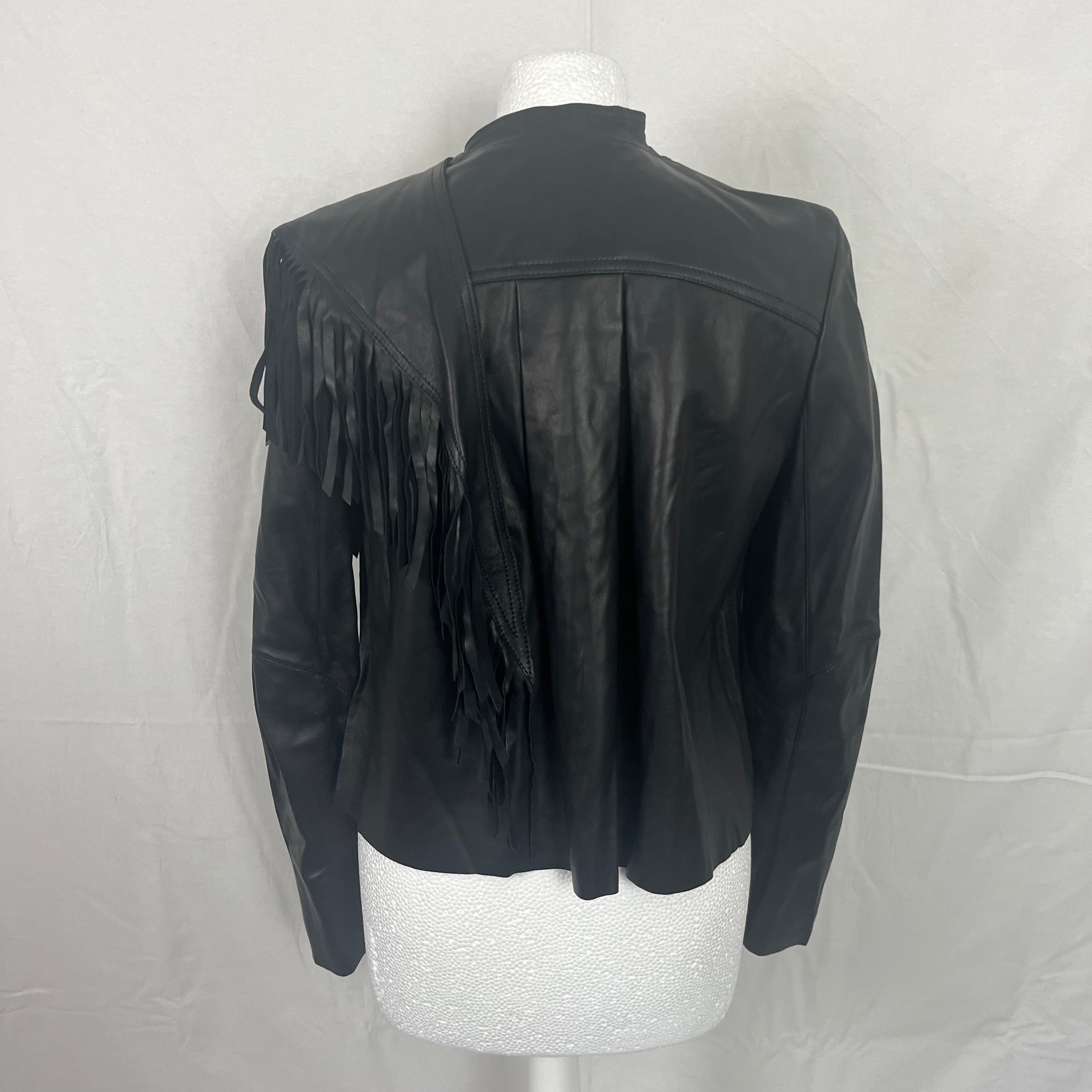 Isabel Marant Black Lambskin Fringe Scarf Jacket XS