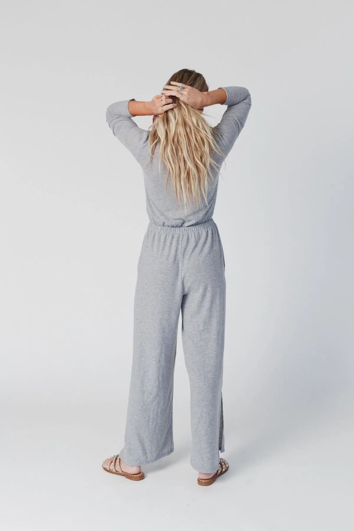 It Was Cross Front Jumpsuit - Heather Gray