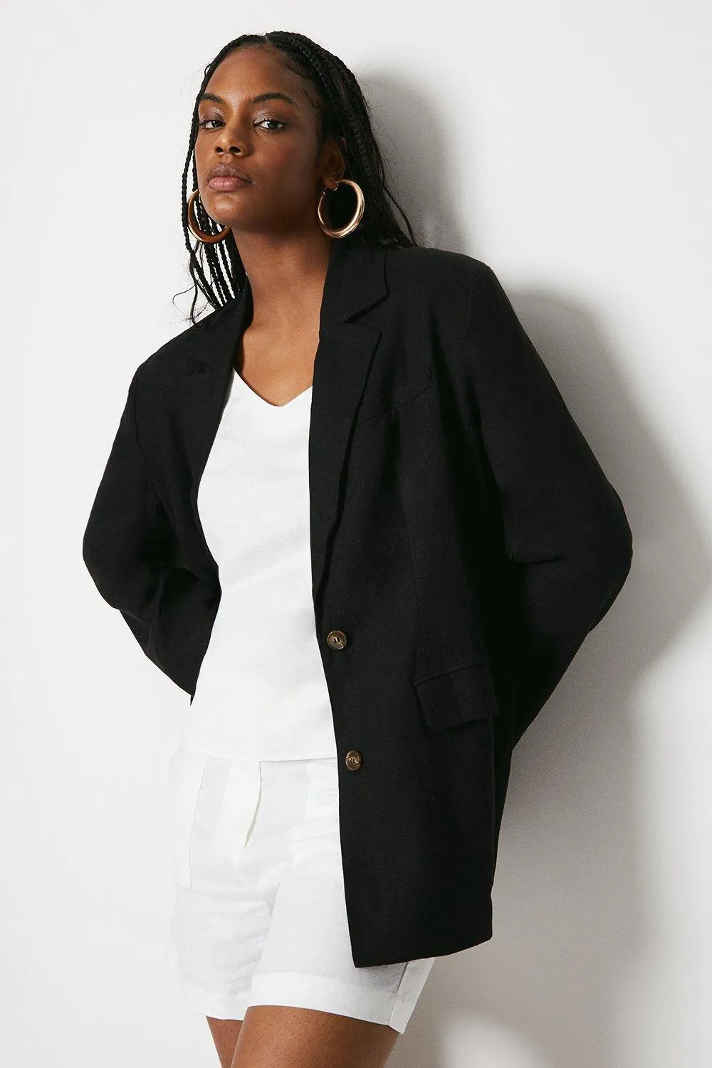 Jackets & Coats | Linen Single Breasted Blazer | Warehouse