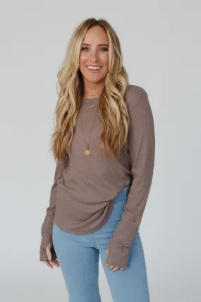 Jacqueline Long Sleeve Top - Dark Oatmeal - Google SEO Result: Long Sleeve Top - Dark Oatmeal in Jacqueline Style